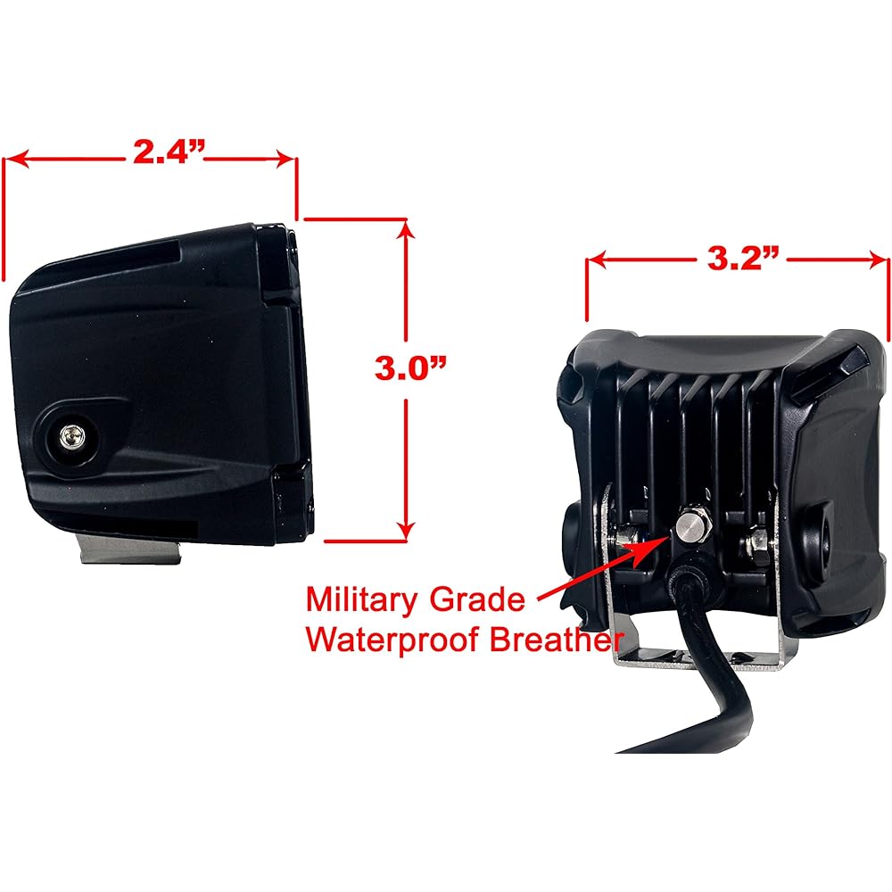 OZ-USA DRL POD 3 inch rear 20W LED LED Light White Spot Beam + Red DRL Wiring Harness Dual Switch River Backup Cube Opload Autvy ATV SUV Track Ship Heavy Inspot 12V 24V