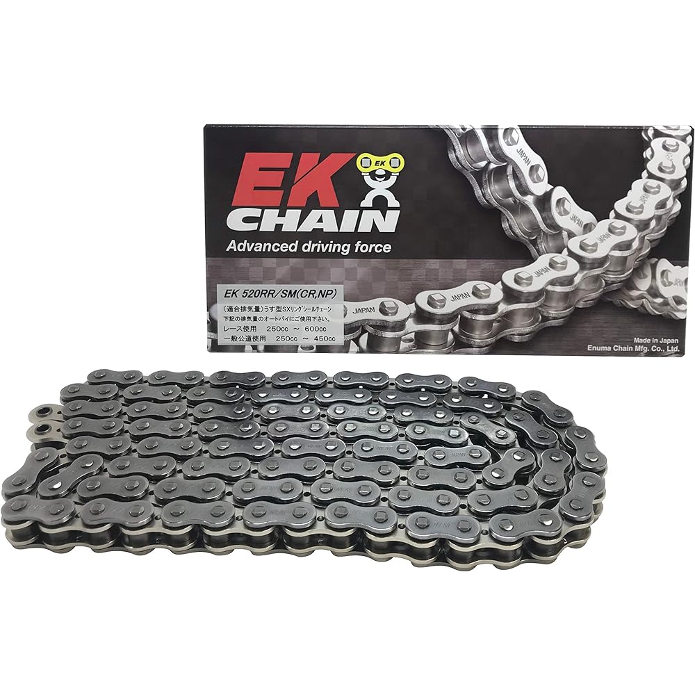 EK SX Ring Seal Chain 520RR/SM Silver 100L [Semi-Press Clip Joint]