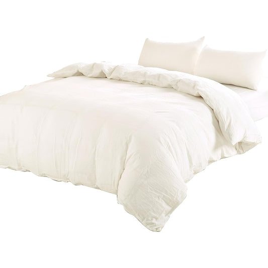 [Queen Duvet Cover Sold Separately] Organic Cotton 210x210cm Hanging Bar 100% Washed Cotton Replacement Duvet Cover Mite Resistant Duvet Cover Off White
