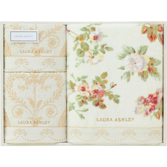 Infield Towel Set Laura Ashley Bath Towel x 1, Face Towel x 1, Guest Towel x 1 Angelica Ivory LAURA ASHLEY UCHINO KR50247 I
