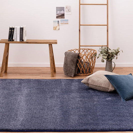 Hagiwara Rug Hot Carpet Cover Navy Approx. 185 x 185cm "Norma" Washable Fluffy Soft Warm Marbled Simple Plain Hot Compatible