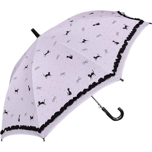 Ideal for children up to 140cm tall! Light and durable glass fiber bone cat ribbon polka dots with frills cute 55cm jump umbrella children's umbrella