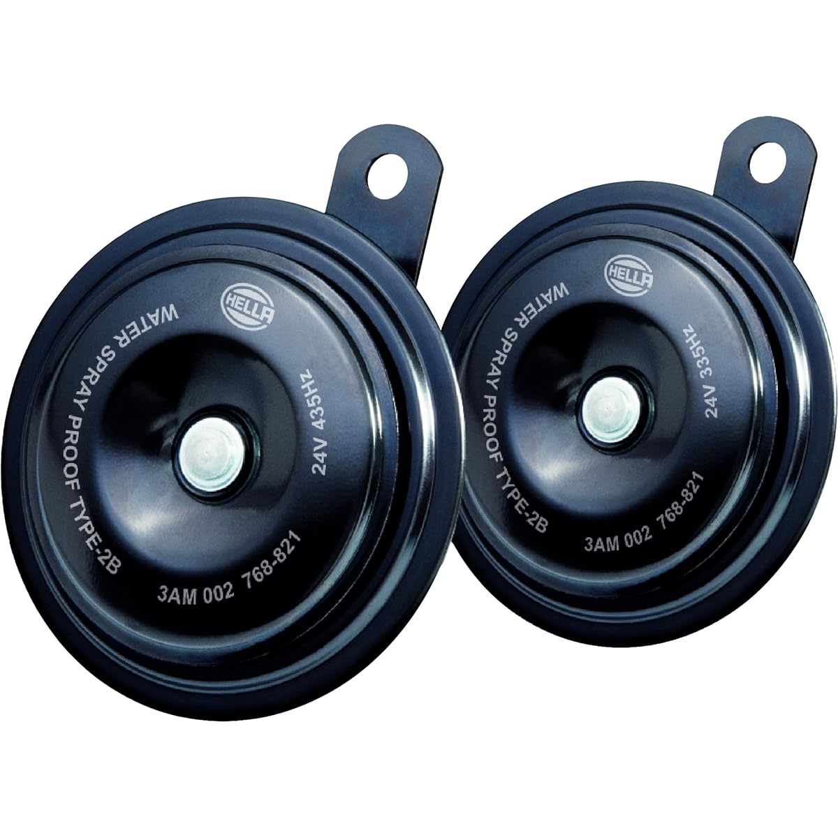 Hella 002768821 Black 92mm 24V Disk Horn Kit (Universal Fit)