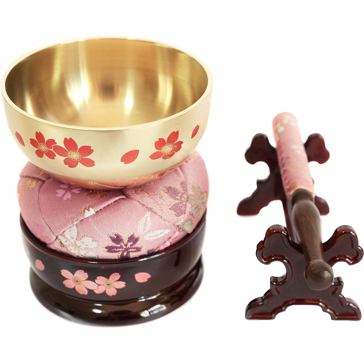 Buddhist utensils Orin complete set Sakura Sakura Makie Domestic production
