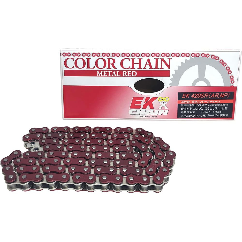 EK Reinforced Non-Seal Chain 420SR Metal Red 120L [Clip Joint]