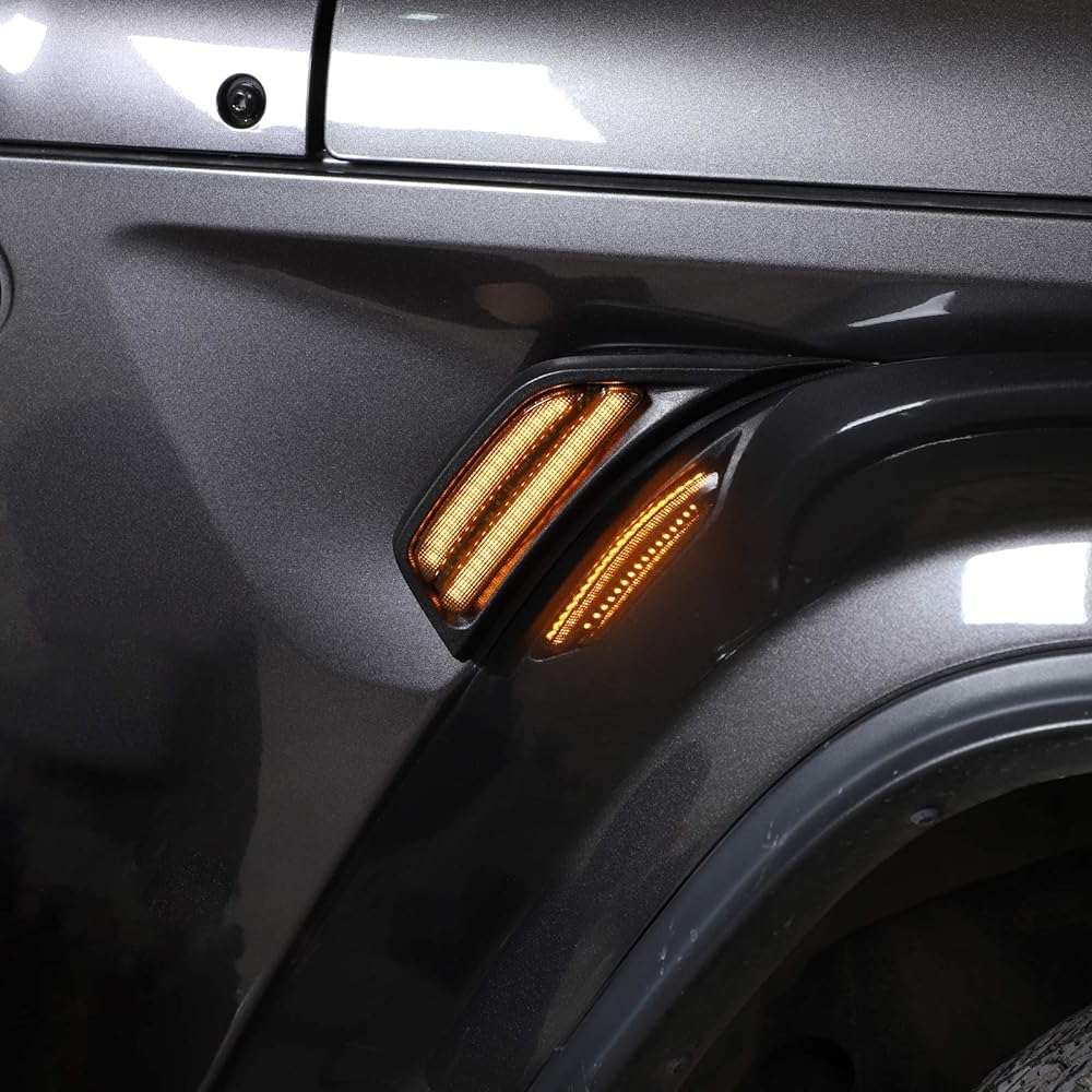 VOODONALA JEEP JLA Fender Marker Light Side Winker Lamp LED Amber Winker Light 2018-2022 JEEP WRANGLER JLU Gradiator JT 2 Smoke Lens for JT