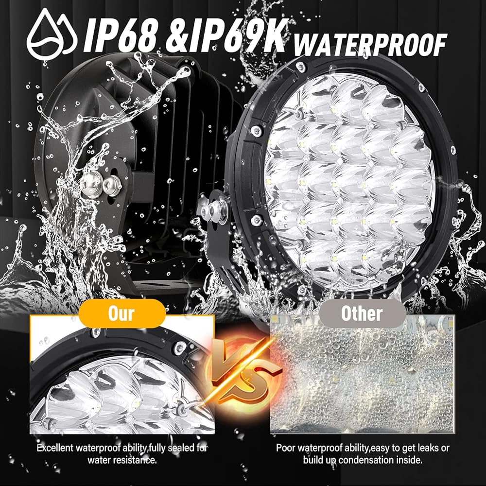 BIGLION.X Round LED Off -Light Light 7 inch LED LED Off -Road Light Super high -brightness off -road driving light spot with black cover IP68 12V 24V Track Pickup ATV UTV UTV SUV