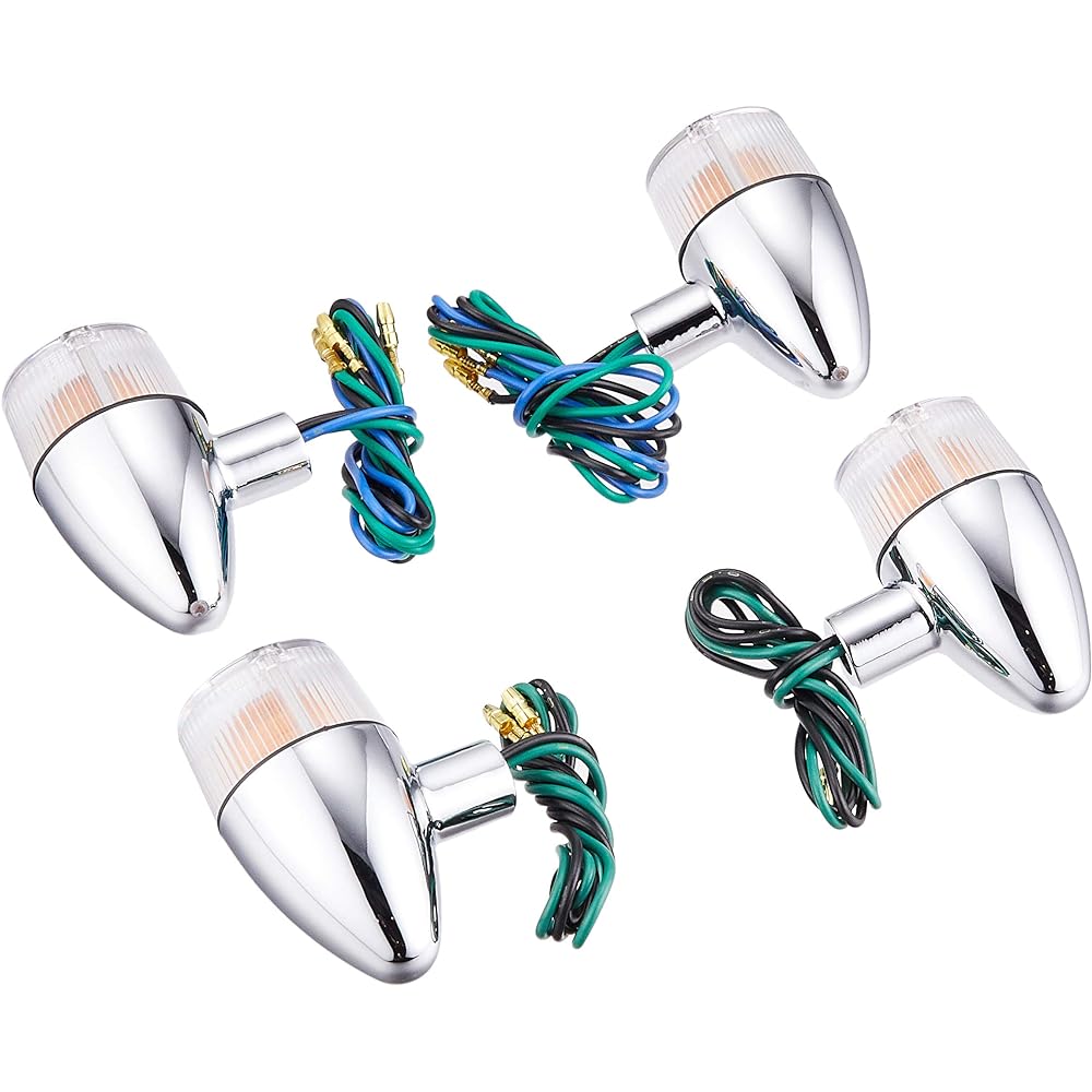 POSH Motorcycle Supplies Turn Signal Classic Bullet Type Car Model Specific Set GSX1400/Inazuma 1200/400/GSX400 Impulse ('99~) Plated Body/Clear Lens 080499-53