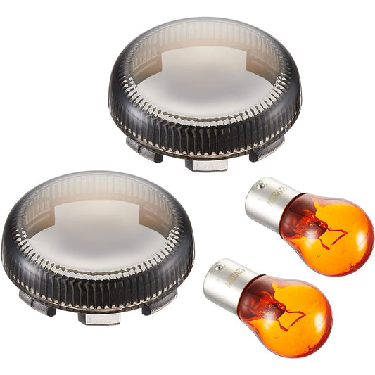 Kijima Motorcycle Turn Signal Lens Harley Genuine Type Bullet Mirror Smoke 2 Pieces HD-01286