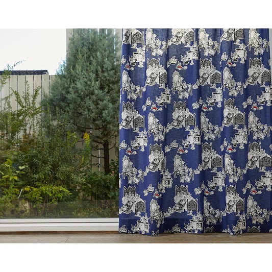 Quarter Report (MOOMIN) Moomin Curtain My is here! Blue Width 100 x Length 230cm Set of 2 16 sizes to choose from 100% cotton [Made in Japan]