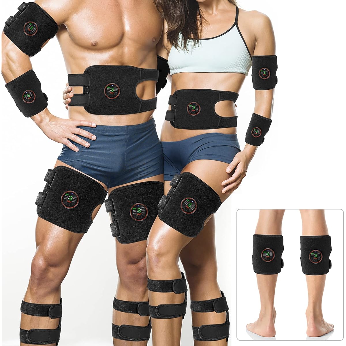 Aicomy Genuine EMS Abdominal Belt [Can be used in multiple areas, Patent/Utility Model Registration] No gel sheet required, Set of 2, Training Belt for Abdominal Muscles, Arm Muscles, Back Muscles, Upper Arms, Legs, Thighs, Unisex