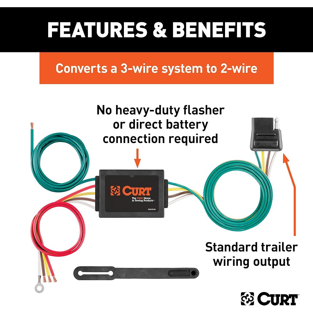 CURT 56175 Non-power supply 3-2 Wire scissors Intail light converter 4-pin wiring harness