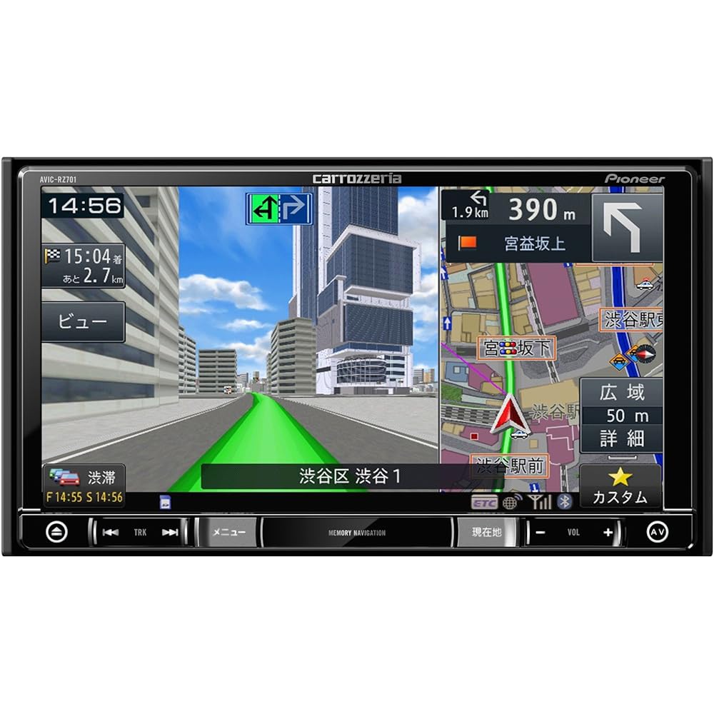 Pioneer Car Navigation AVIC-RZ701 7 inch 2D (180mm) RakuNavi Free Map Update Full Seg Bluetooth DVD CD SD USB Carrozzeria