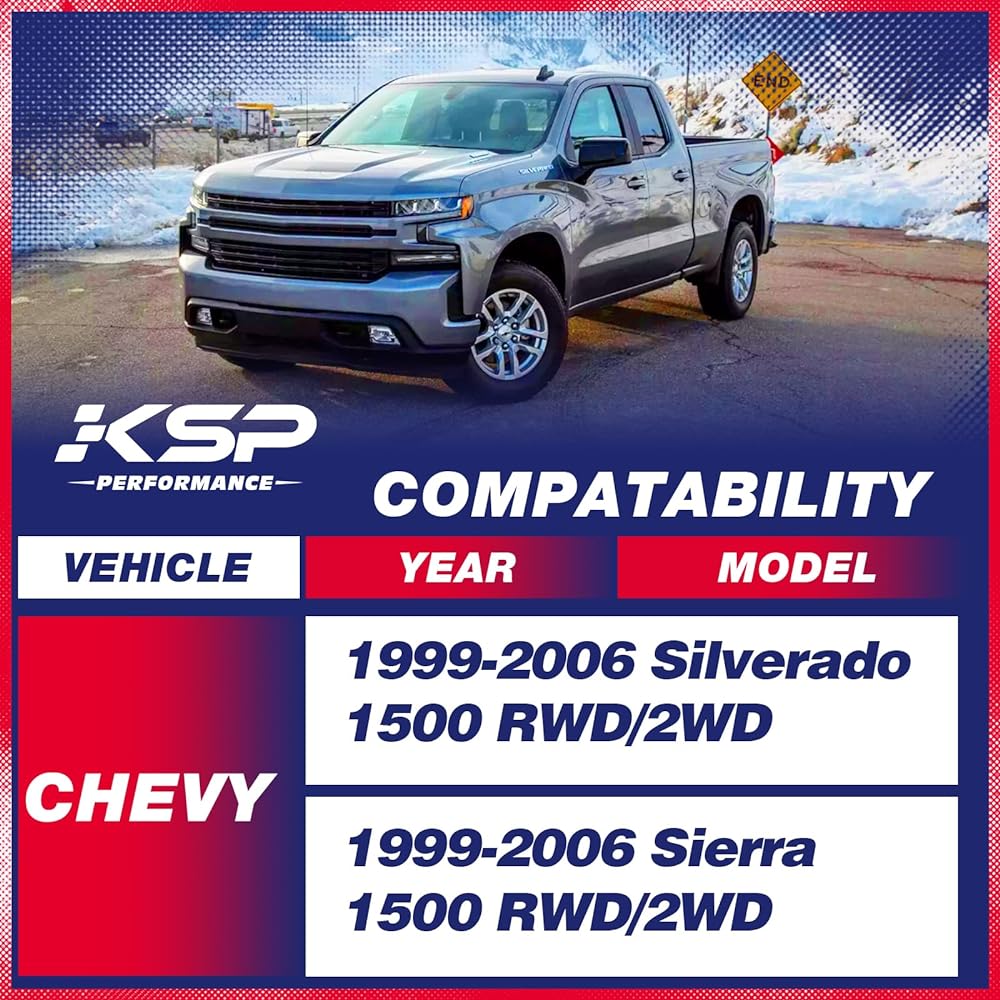 KSP 4 inch-6 inch shock extensioner Silverado Sierra 1500 shock extension kit 1999-2006 Chevrolet Sylvarad GMC Sierra 1500 All cabs Rearrolling Shock Mount Drop Shock Bracket