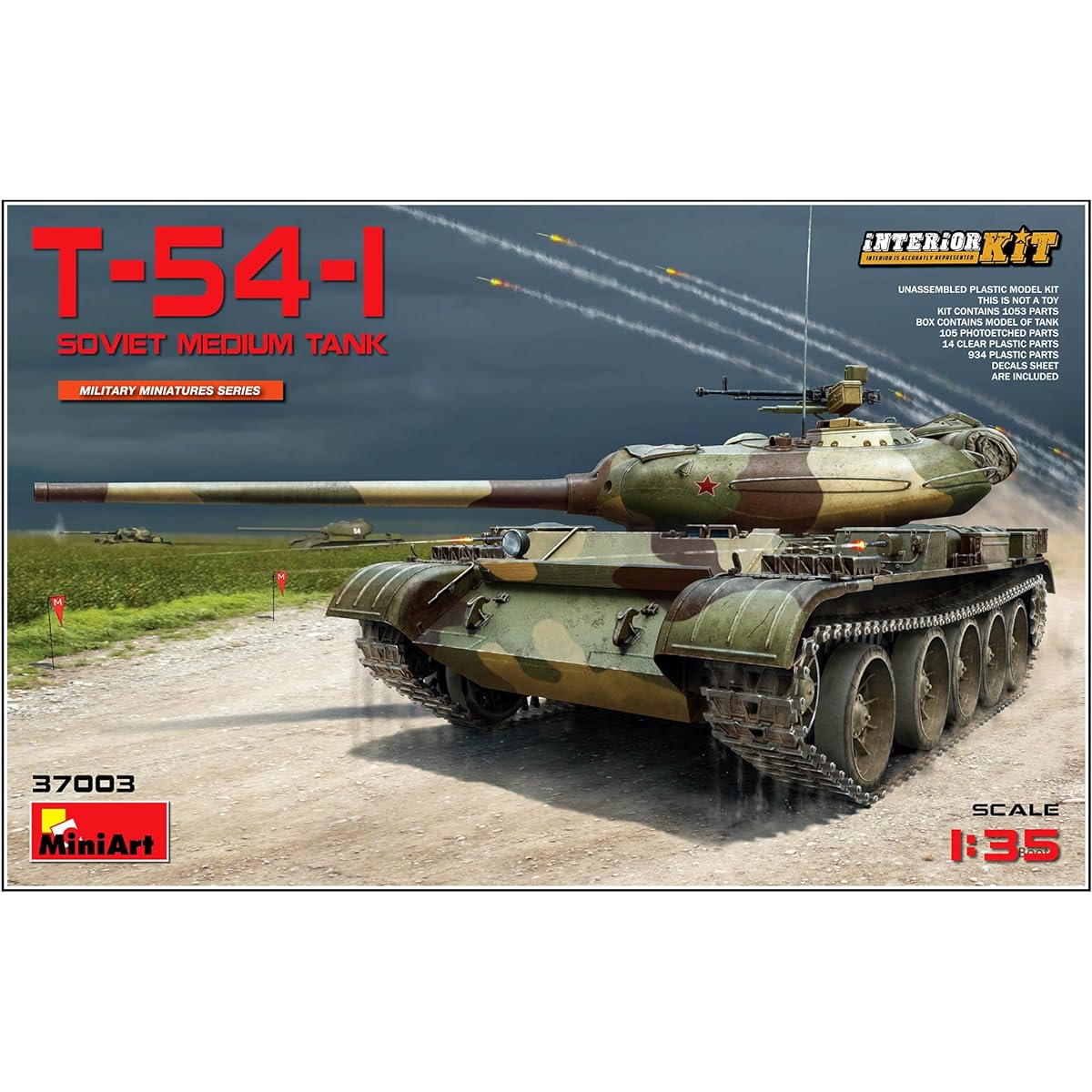 Miniart 1/35 T-54-1 Soviet Union Army Medium Tank Full Interior/Internal Reproduction Plastic Model MA37003