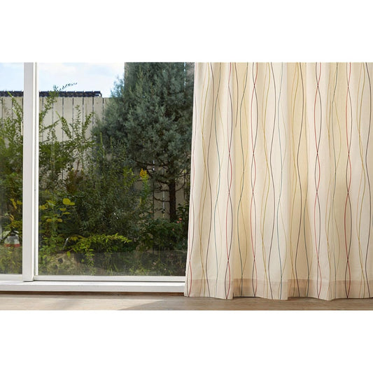 Quarter Report Curtains Width 150 x Length 200 Canal Red Set of 2 Made in Japan