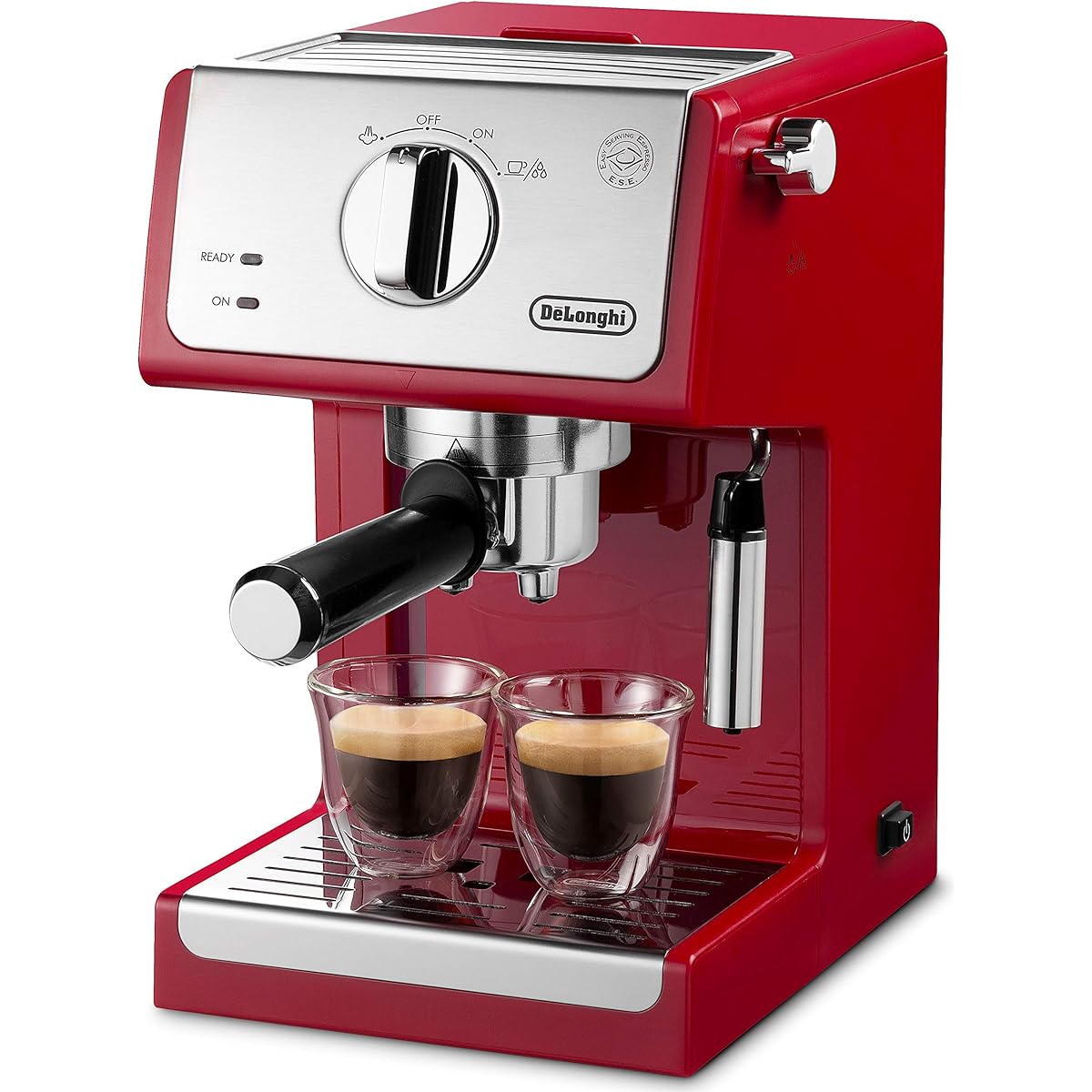 De'Longhi Espresso Maker ECP3220J-R Cappuccino Latte Art Espresso Machine Compatible with Long Cups (Up to 12cm) Easy Maintenance [Passion Red] 3 Year Warranty with DeLonghi Family Registration