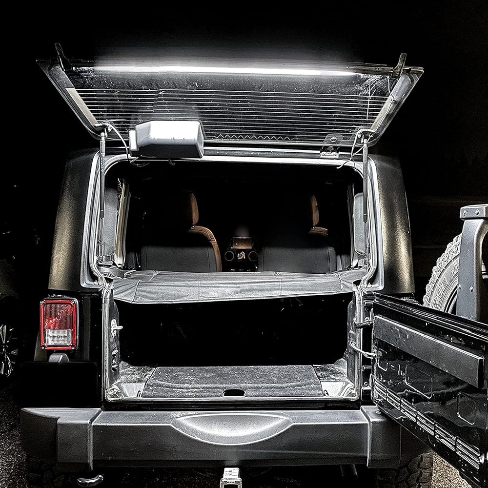 BOOYU White Rear Glift Gate Dome LED Light Bar RF Wireless Remote Tail Gate Gate Camp Right Care Lift Gate Interior Overhead Light Jeep WRANGLER YJ TJ JLU JLU JLU 2/4 Door