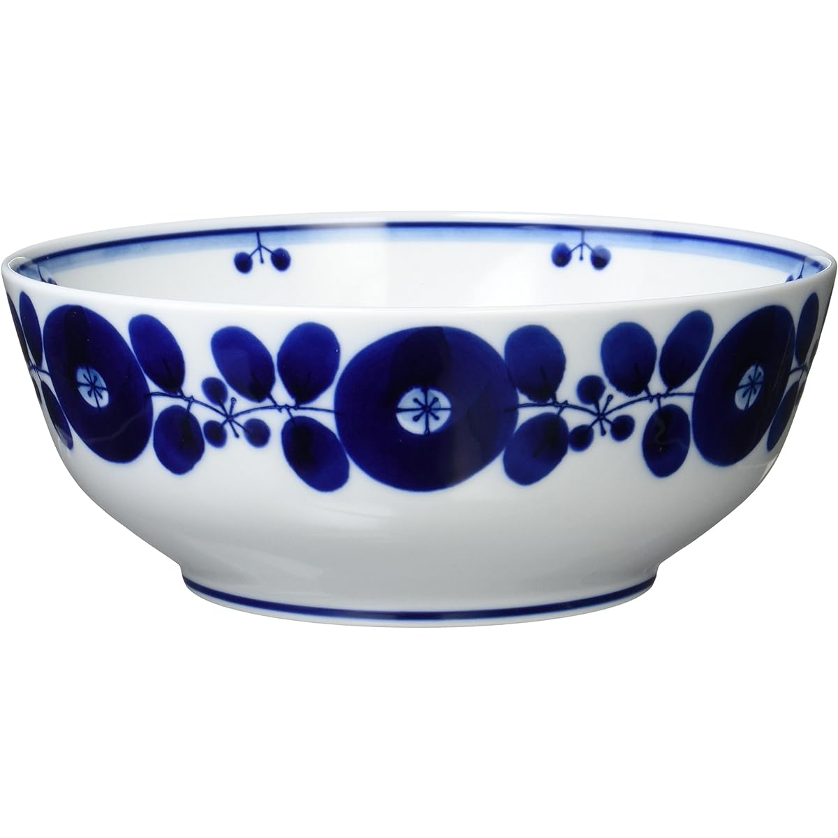 Hakusan Pottery Ball Blue Bloom L Approx. 21.5 x 8cm Hasami Ware Made in Japan ama-525301