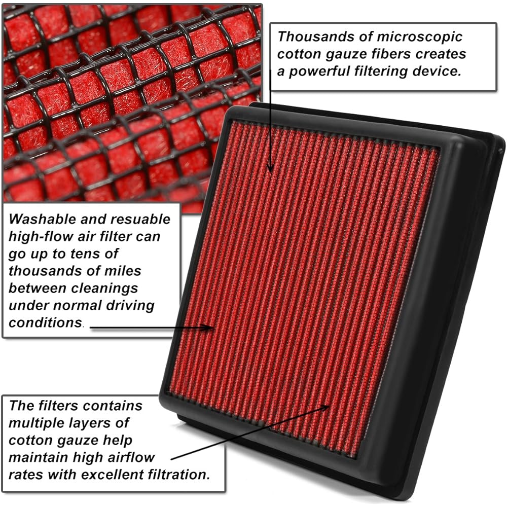 DNA MOTORING AFPN-023-RD drop-in-panel air filter [05-17 Subaru Legacy Outback WRX/STI]