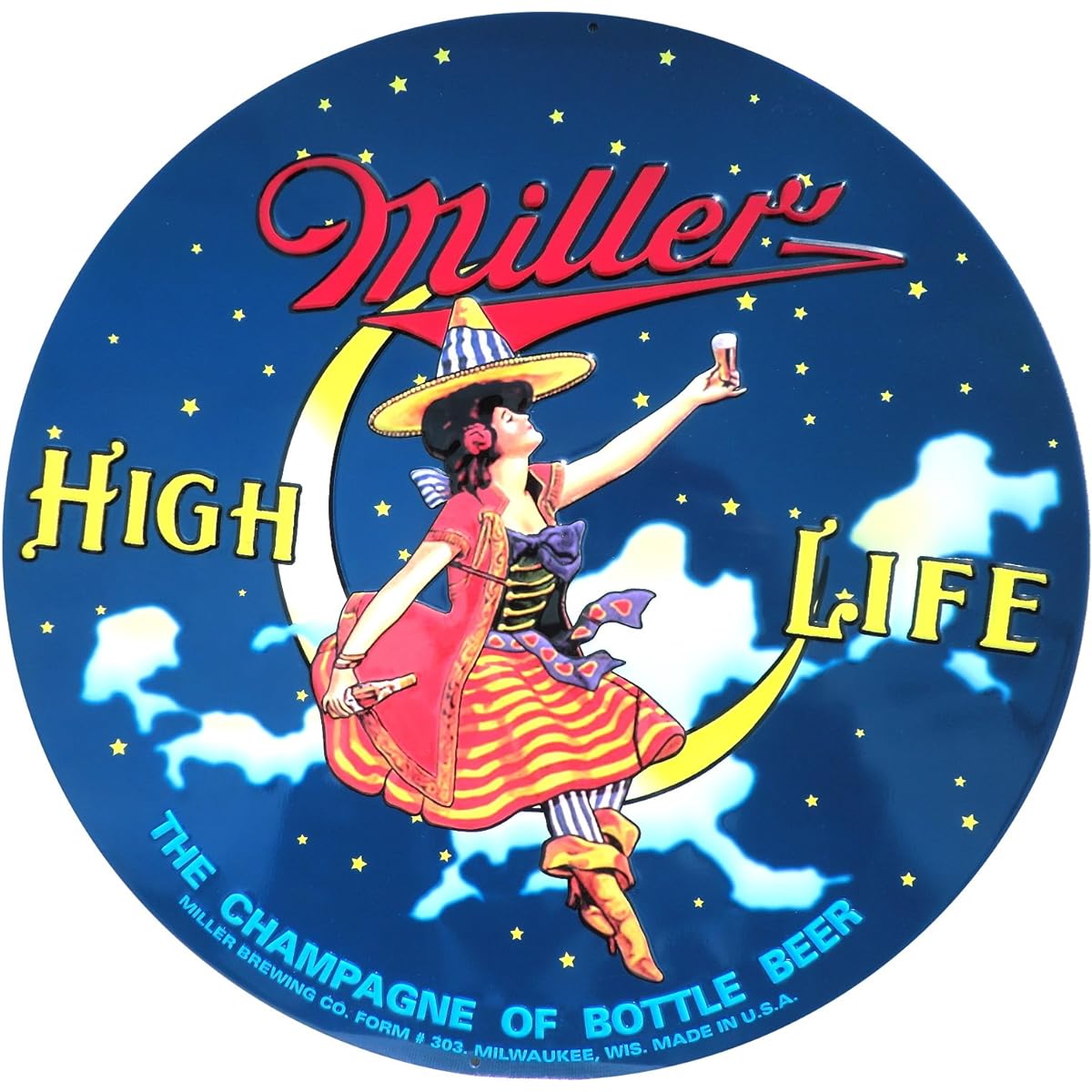 Ande Rooney Embossed Metal Sign Miller Round Sign Φ35cm