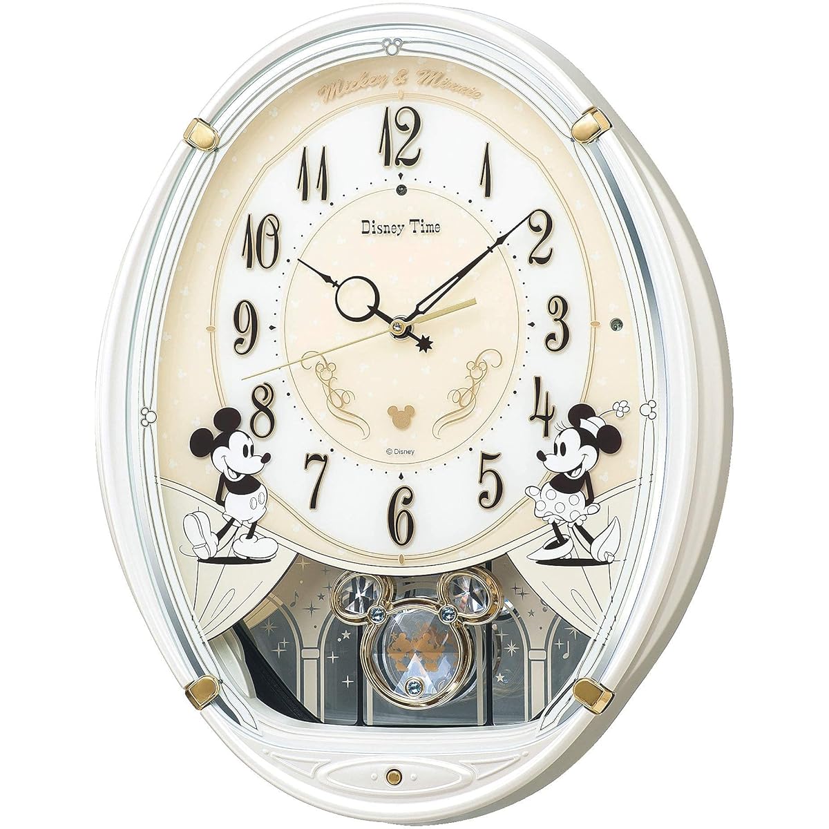 Seiko Clock Wall Clock Character Disney Mickey Mouse Minnie Mouse Radio Analog 6 Songs Melody Mickey & Friends Disney Time White Pearl FW579W