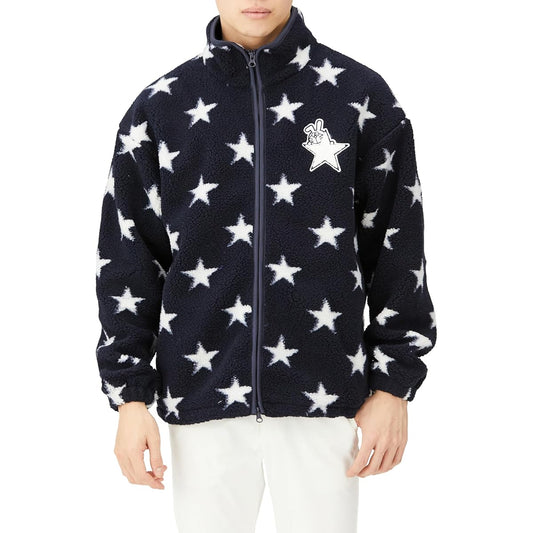 [Jack Bunny] Men's Fleece Full Zip Blouson [Doraemon Series] (Star Pattern Boa) / Golf Outerwear / 262-3242051