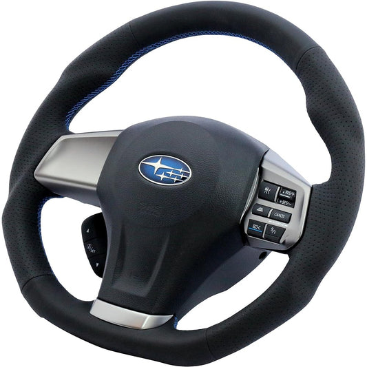 KENSTYLE Original Steering SA02 Subaru Legacy/Impreza/XV/Forester All Black Leather (Blue Stitch)