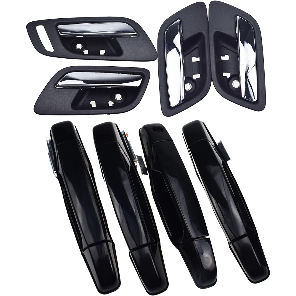 Car Parts Cadillac Escalade 6.0L 6.2L 2007-2013 8 Indoor door handle Front Rear left right and right LH RH driver seat passenger seat side car parts (color: Chrome outside kit)