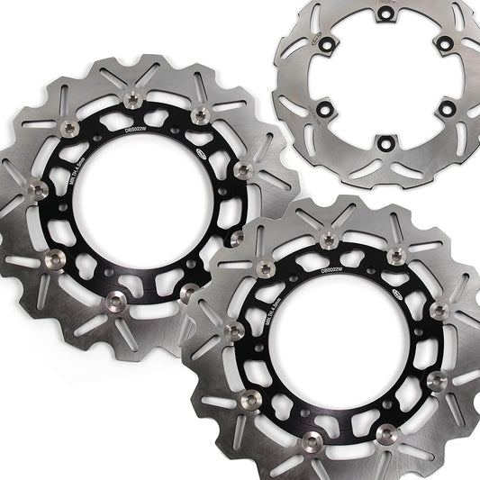 Arashi Front and Rear Brake Disc Rotor for Yamaha YZFR6 YZF-R6 YZF R6 1999-2002 Motorcycle Replacement Accessories Black YZF-R1 YZFR1 2002-2003