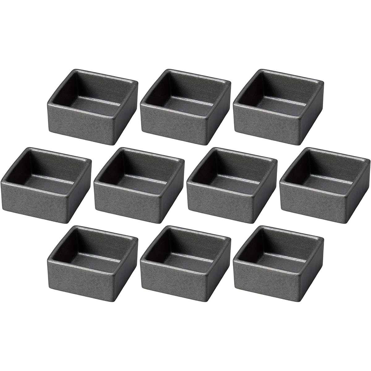 Set of 10 matte black cubes [7.5×7.5×3.5cm] | Square bowl