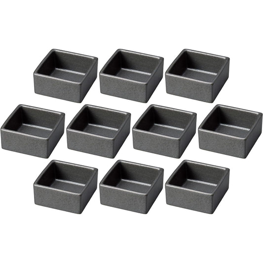 Set of 10 matte black cubes [7.5×7.5×3.5cm] | Square bowl