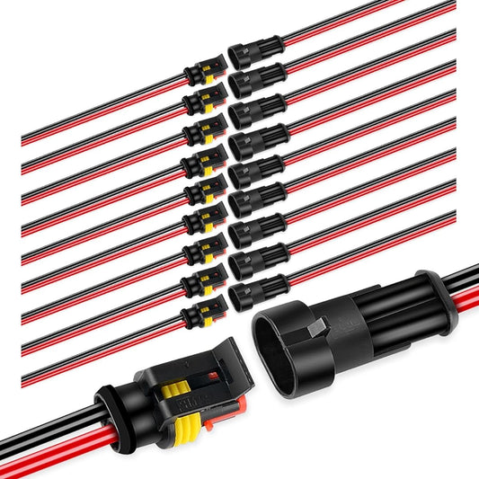 NILIGHT 2 Pinway electric wire connector 10 Pack 16AWG Male Prug Socket Quick Disnect Waterproof Plug Play 1.5mm Series Terminal Car Track For Morin Boat