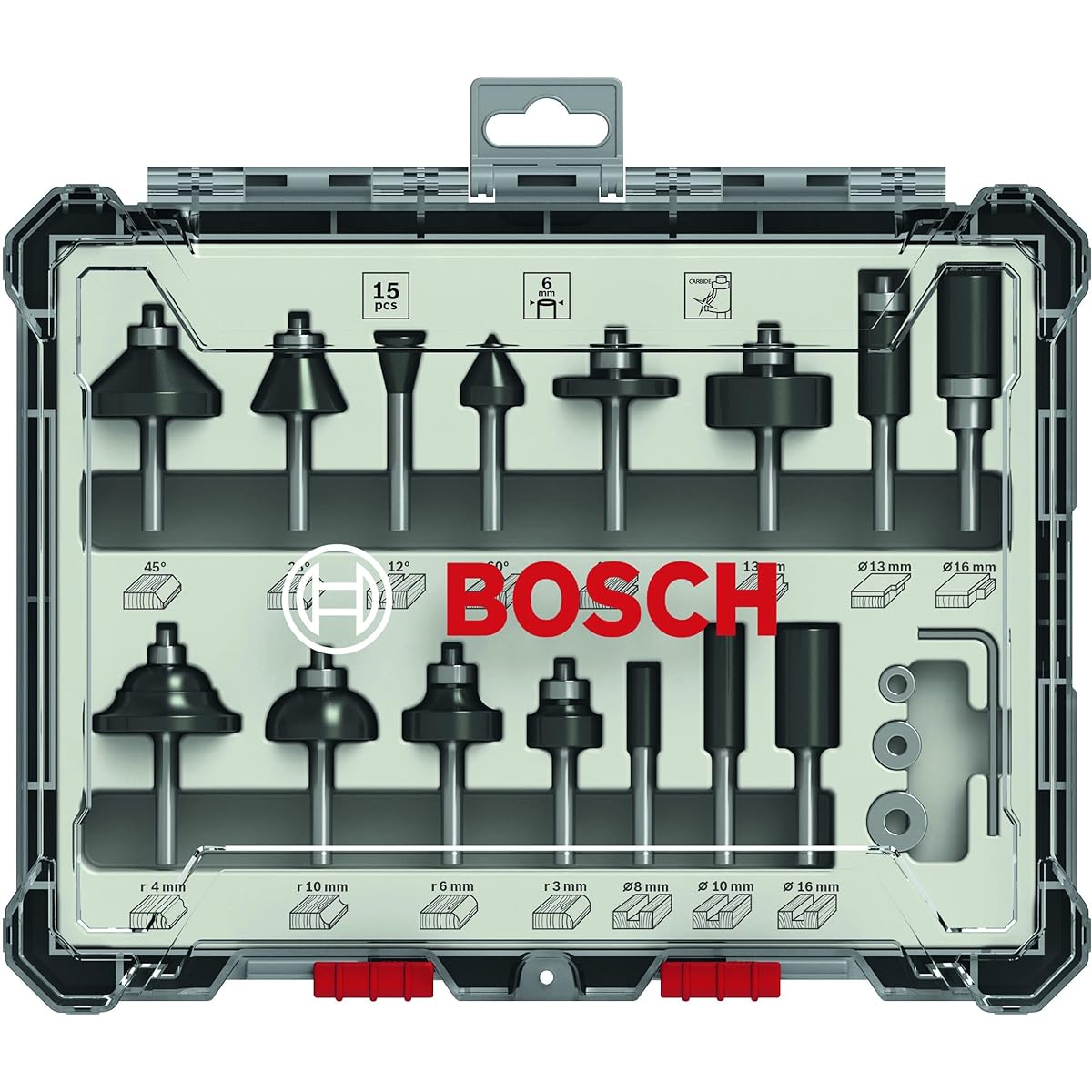 BOSCH Router/trimmer bit set (15 types, 15 pieces) 2607017471