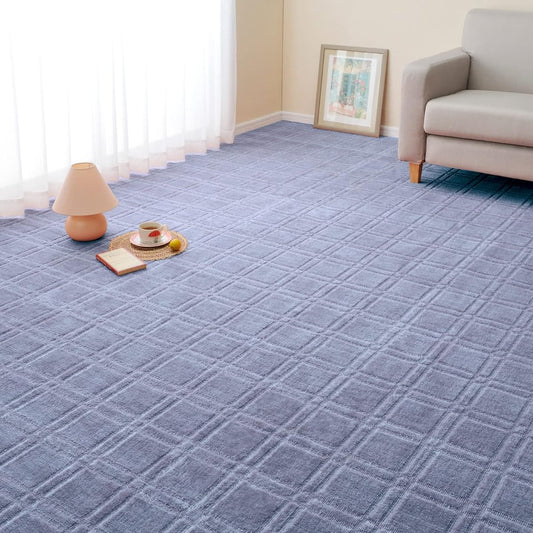 Hagiwara Carpet Blue Edoma 6 tatami mat approx. 261 x 352 cm "Shion" Antibacterial, odor resistant, cut OK, Scandinavian, modern, plaid pattern, hot compatible, made in Japan