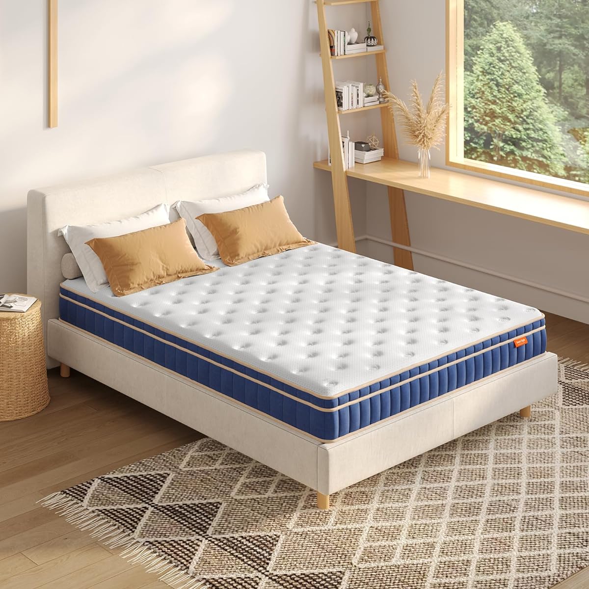Sweetnight Mattress Single Hard Extra Thick 21cm Coil Mattress High Resilience Mattress High Density Coil Gel Memory Foam Single Mattress Bed Mattress Body Pressure Dispersion High Breathability High Durability Odor Resistant Compression Packaging Blue (