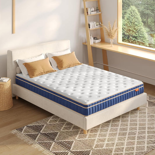 Sweetnight Mattress Single Hard Extra Thick 21cm Coil Mattress High Resilience Mattress High Density Coil Gel Memory Foam Single Mattress Bed Mattress Body Pressure Dispersion High Breathability High Durability Odor Resistant Compression Packaging Blue (