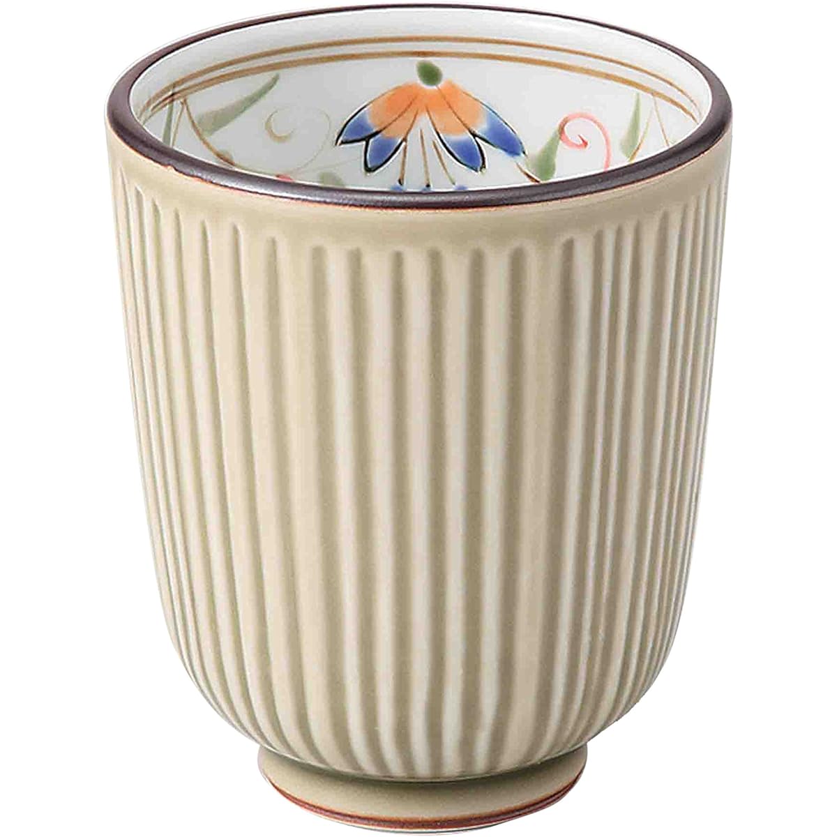 Hasami Ware Lightweight Tea Cup Flower Pattern Green Set of 3 12357