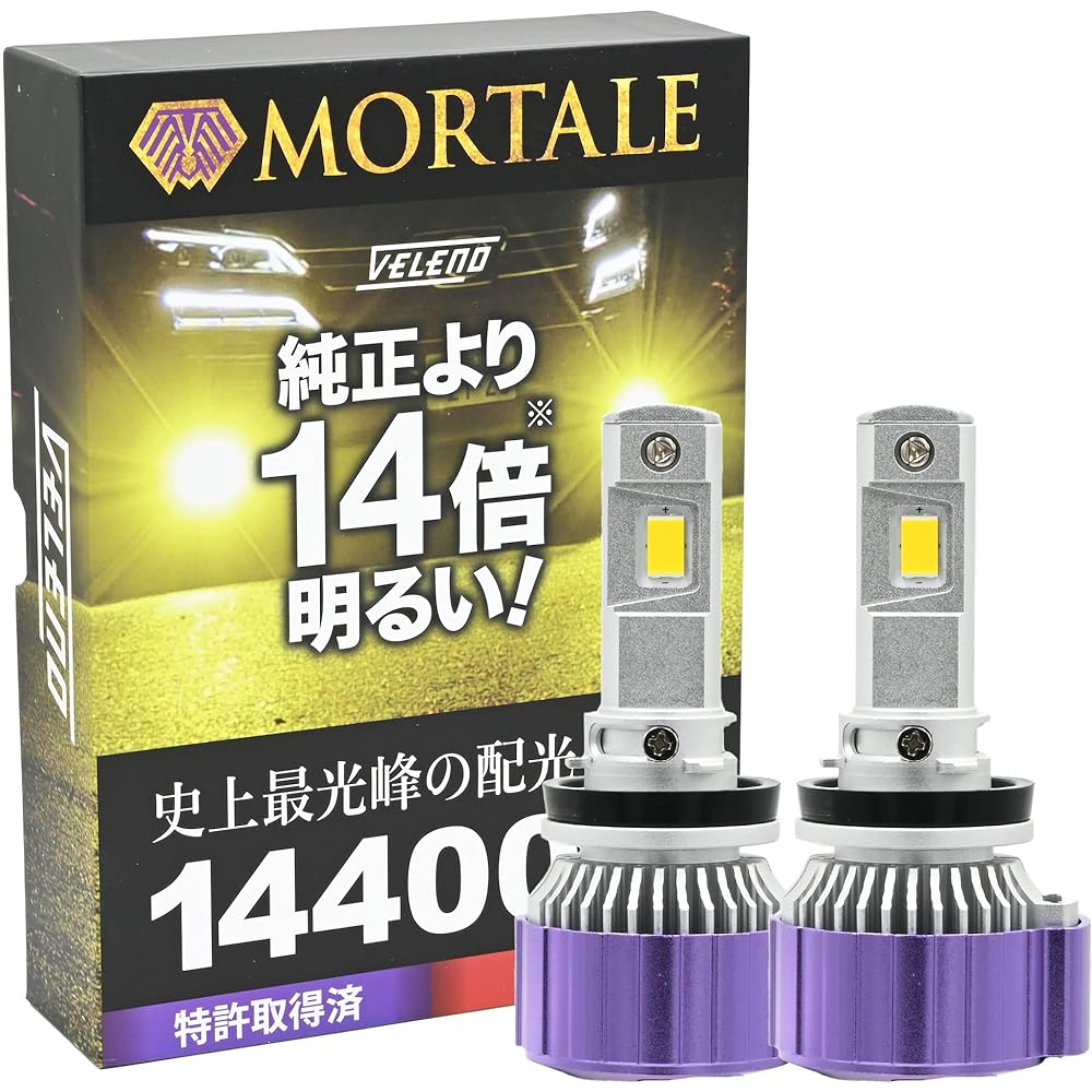 LED Fog Lamp Yellow 14400lm Actual Value VELENO MORTALE Explosive Headlight High Beam H8 H11 H16 Yellow Fog LED Fog Lamp 3000K Vehicle Inspection Compatible Yellow (H8 Yellow 14400lm)
