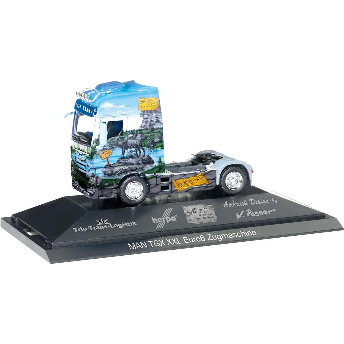 Herpa 1/87 MAN TGX XXL Euro 6 Rigid Tractor Herpa Weltgeschichte Nr. 12 Romer Completed Product