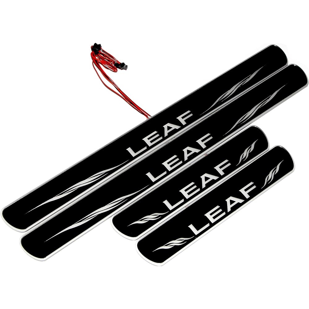 IDHIA Nissan Leaf LEAF LED Kicking Plate Scuff Plate Side Step Garnish Black Mirror (Blue LED)