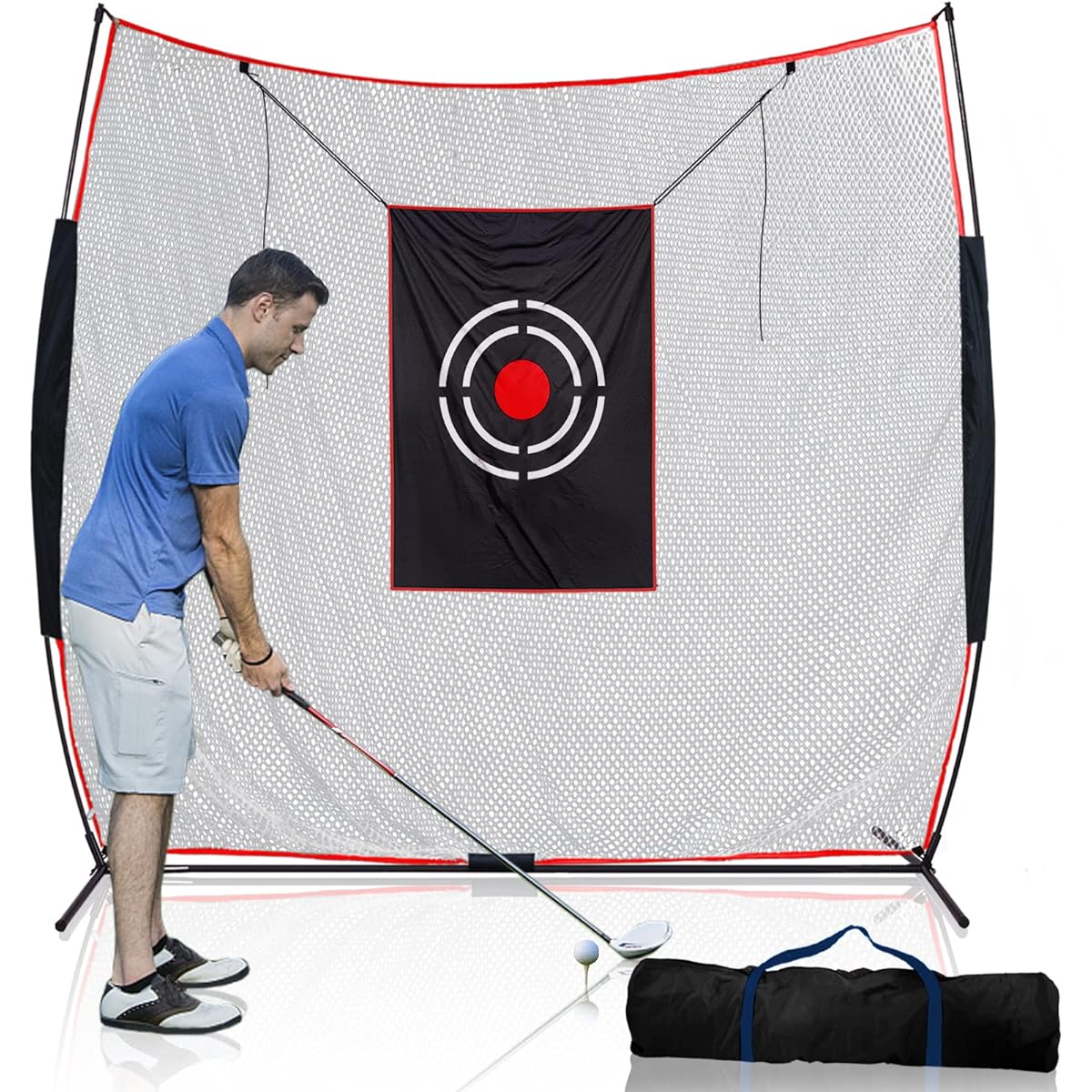 Golf net, flat net, golf practice net, golf practice swing net, durable, shockproof, noise reduction, assembly type, easy to install, carry bag included