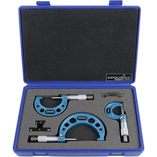 Accusize Industrial Tools 0-3 inch x 0.0001 Inch ultra-precision micrometer carbide chip 3 sets EG00-0903