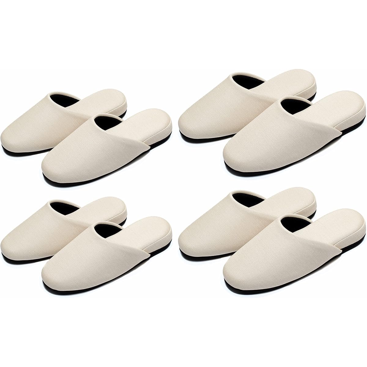[MOON ROOM] Set of 4 pairs of indoor slippers for guests, 2 pairs for men, 2 pairs for women, indoor for guests [Can be wiped with water] [Stain-resistant] [Alcohol-resistant and sodium hypochlorite-resistant]