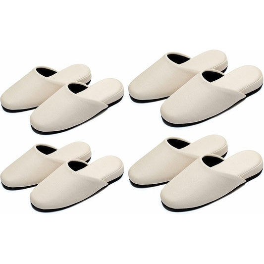 [MOON ROOM] Set of 4 pairs of indoor slippers for guests, 2 pairs for men, 2 pairs for women, indoor for guests [Can be wiped with water] [Stain-resistant] [Alcohol-resistant and sodium hypochlorite-resistant]