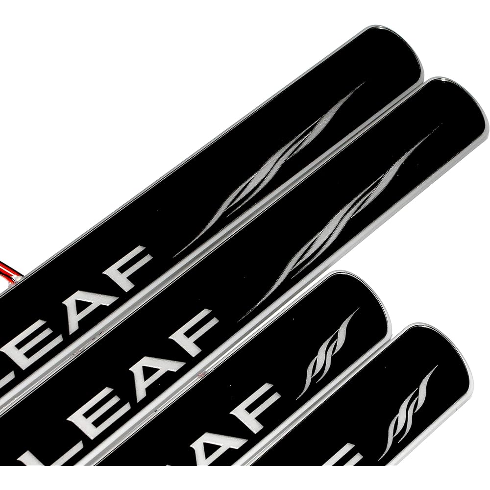 IDHIA Nissan Leaf LEAF LED Kicking Plate Scuff Plate Side Step Garnish Black Mirror (Blue LED)