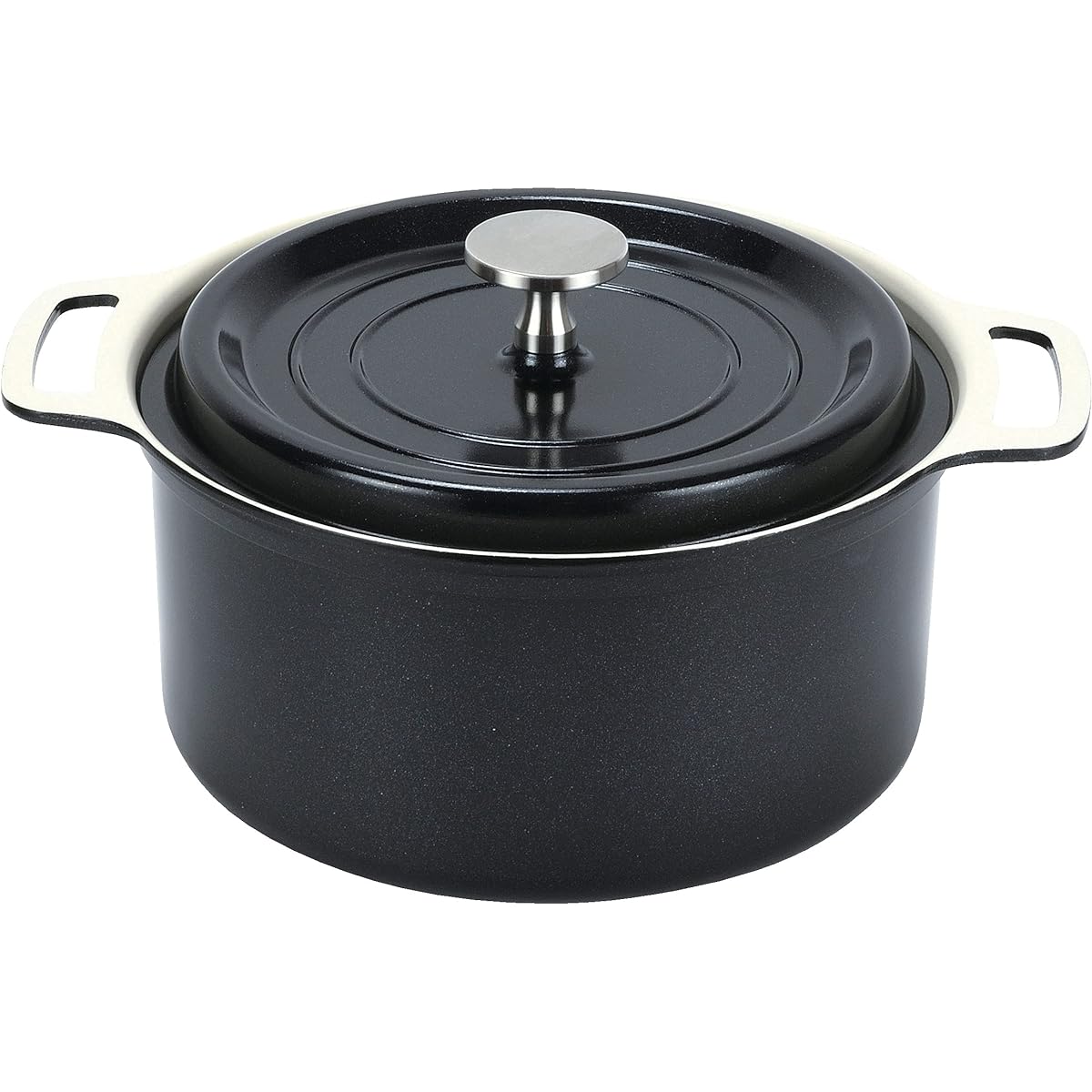 Pearl Metal Two-handed pot 18cm Black Can be used for waterless cooking Ceramic processing IH compatible HB-5724