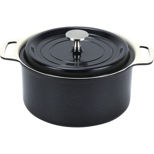 Pearl Metal Two-handed pot 18cm Black Can be used for waterless cooking Ceramic processing IH compatible HB-5724