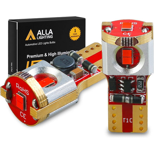 Alla Lighting 168 194 T10 T10 LED bulb Super Bright Red 175 2825 W5W 192 2821 ZS SMD 12V In -vehicle Light Car Track Map Dome Trunk Cargo Land Step Lamp Replacement
