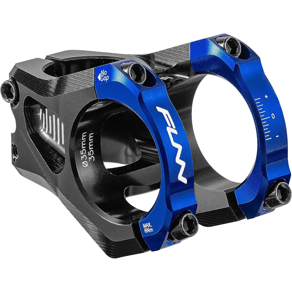 Funn Equalizer Bike Stem - Zero Rise with 35mm Bar Clamp. 0 degree aluminum bicycle stem for mountain bike and BMX bike